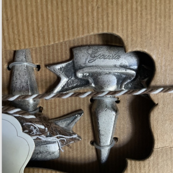 Pottery Barn Antique Silver Cheese Markers Set of 4 Charcuterie NEW farmhouse  G - Picture 3 of 4